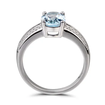 Leige Šperky Prírodné Akvamarín Krúžok Elipsovitý Rez Promise Ring Marca Birthstone Modrý Drahokam 925 Sterling Silver Ring pre Ženy