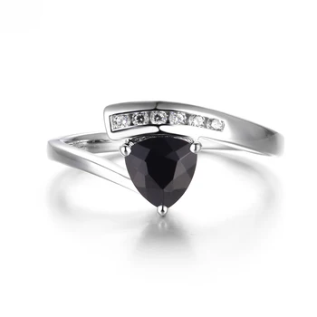 LeiGe Šperky Prírodné Čierne Spinelovou Prstene Zásnubné Prstene Bilióna Rez Black Drahokam Krúžok 925 Sterling Silver Vintage Krúžky