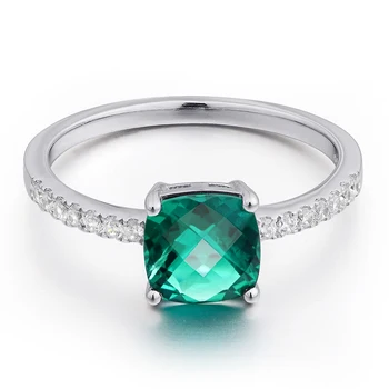 Leige Šperky Vankúš Rez Emerald Krúžok Zelený Sterling Silver Sľub Prstene pre Ženy Môže Birthstone Kolík Nastavenie