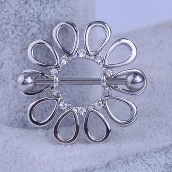 Lekárske ocele hypoalergénne piercing šperky kvetinový štýl Bradavky krúžok 2 ks/veľa Telo Šperky Štít Kryt Svorky majú prút