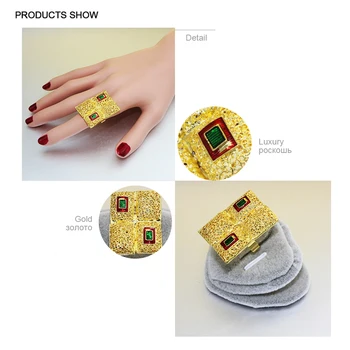 LEN CÍTIŤ Teplé Predaja Zlata Farba Štvorcového Tvaru Krúžkov Trendy Resizable Snubné prstene pre Etiópskej/Nigeria/Keňa pre Ženy Šperky