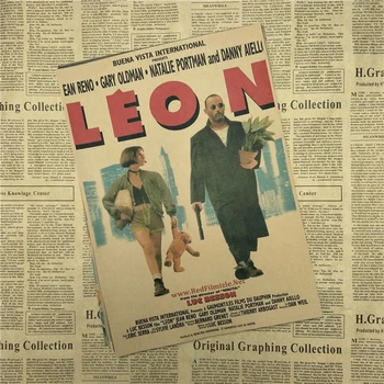 Leon jadro filmu Jean Reno Vintage Retro Matný Papier Kraft Starožitné Plagát na Stenu-Nálepky Domov zariadené, pri