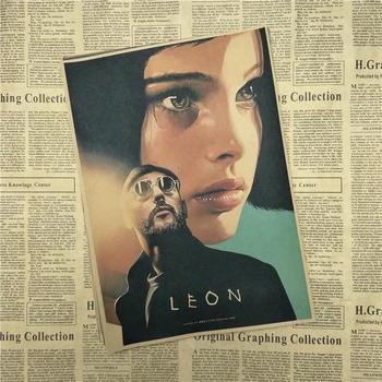 Leon jadro filmu Jean Reno Vintage Retro Matný Papier Kraft Starožitné Plagát na Stenu-Nálepky Domov zariadené, pri