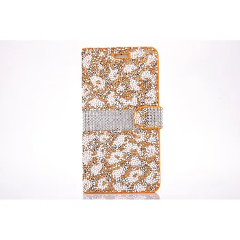 Leopardí vzor, diamond kožené puzdro Pre iphone 6 s funda hoesje drahokamu peňaženky kryt pre iphone 7 8 plus coque etui kryt klop