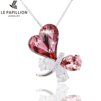 LEPAPILLION Ženy Náhrdelník Jemné Šperky Srdce Fowller Crystal Náhrdelník s Príveskom 925 Sterling Silver Reťazca Pre Strany Collares