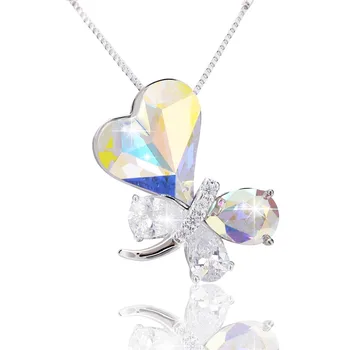 LEPAPILLION Ženy Náhrdelník Jemné Šperky Srdce Fowller Crystal Náhrdelník s Príveskom 925 Sterling Silver Reťazca Pre Strany Collares