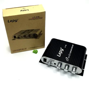 Lepy LP-838 s napájacím adaptérom&av kábel 2.1 3 kanály, mini HIFI stereo zosilňovačov CD, MP3, PC, auto power subwoofer amplificador