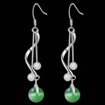 Lesklé perly Smaragdovo zelené guľôčky strieborné pozlátené Náušnice pre ženy módne šperky Náušnice /IFWVFVFR SOZQOBKM