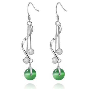 Lesklé perly Smaragdovo zelené guľôčky strieborné pozlátené Náušnice pre ženy módne šperky Náušnice /IFWVFVFR SOZQOBKM