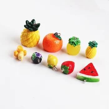 Letné 30pcs/veľa Ovocia štýl 3D animovaný Pomaranče, banány, Ananás, Melón Banán, Citrón tvar živice charms diy šperky robiť