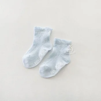 Letné Baby Girl Ponožky Mäkké Bavlnené Oka Anti-Slip Členok Dĺžka Baby Ponožky Biele a Ružové M