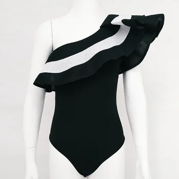 Letné dámske nové rameno lietania rukávy spojov sexy častiach oblečenie