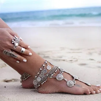 Letné horúce Nové Módne nohy šperky, Kovové Strapec Anklet vintage Charm Mince Anklet darček pre Ženu Na Pláži Anklet A-12