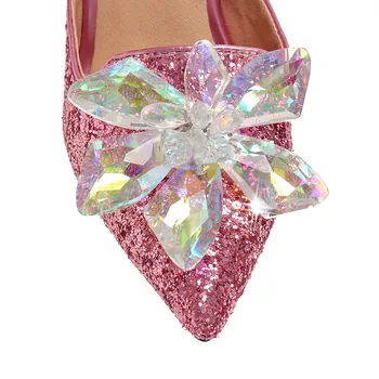 Letné nový príchod kovové vysokým podpätkom dámy sandále kvet papuče dámske topánky Európskej Americký sexy papuče jednej topánky