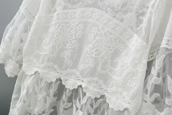 Letné nový štýl ženy blúzka mori dievča duté sa háčkované čipky bavlna biela košeľa sladká princezná topy Blusas femininos 1812