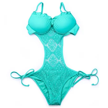 Letné plážové oblečenie jednodielne Plavky Čipky Vysoký Pás Celých Plaviek Ženy Push Up Plávanie Oblek pre Ženy Maillot De Bain E716