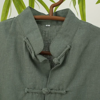 Letné Čínsky štýl, čistá bielizeň pánske košele bez rukávov ležérne pánske tričko mäkké pohodlné topy 4 farby