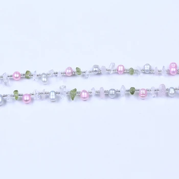 Letné štýl ryža perlový náhrdelník ručné náhrdelník reálne sladkovodná perla nepravidelného sklenených perličiek čistý čerstvý temperament náhrdelník