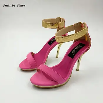 Letné ženy bling platformu veľkosť 32 33 40 zips sandále sexy farebný blok rose dámske spoločenské topánky, vysoké podpätky sandále