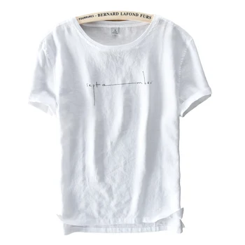 Leto značky bielizeň t shirt mužov krátky rukáv t-shirt muži móda bežné tričko pánske ľan O-krku mužské oblečenie M-3XL camisa