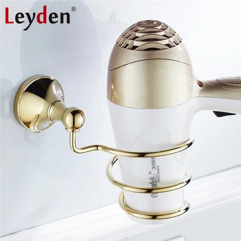 Leyden Luxusné sušič na Vlasy Držiteľ ORB/Gold/Leštený Chróm Nástenné Pevné Brass sušič vlasov Podpora Držiaka Kúpeľňových Doplnkov