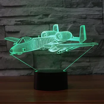 Lietadlo Modelovanie 3D LED Nočné Svetlo USB Vzduchu Rovine Stola Čítanie Tvorivé Spálňa Decor Deti Darček Lôžku Dieťa Spať Svietidlo