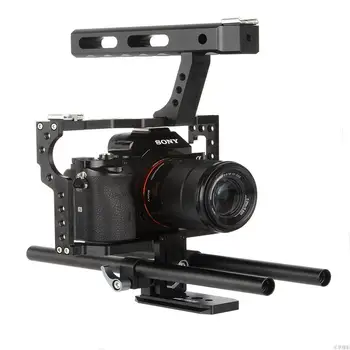 Lightdow VD-07 15 mm Rod Plošinu DSLR Fotoaparát Klietky Auta Stabilizátor+Najvyššie Rukoväť Rukoväť pre Sony A7 II A7r A7s A6300 A6000 Panasonic GH4 GH3