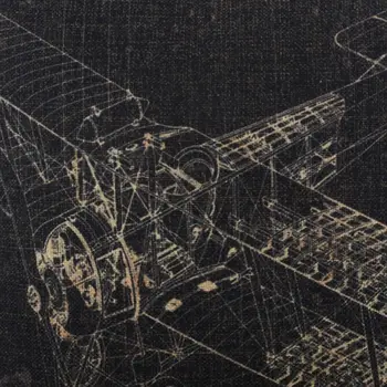 LINKWELL 45x45cm Vintage Čierna Patent Lietadlá Prúdové Lietadlo obliečka na Vankúš Kryt Stoličky Pás Sídlom Námestie Vankúš Domova