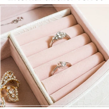 List vzor kožené šperky okno, Dvojité zásuvky šperky zobraziť Warch prsteň a náušnice úložný box pre ženy