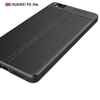 Litchi pásy silikónové puzdro na Huawei P8 Lite funda hoesje liči kožené vzor tpu kryt na Huawei P8 Lite coque etui kryt