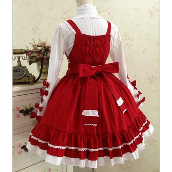 Little red riding hood Kostým Slúžky ženy Bavlna čipky lolita Kostým Retro Gothic lolita šaty so Šatkou