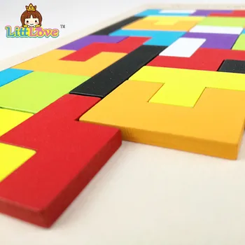 LittLove Drevené Puzzle Hračka Pre Deti, Tetris Hry Rozvíjať Spravodajstvo Tangram Mozgu Teaser Puzzle Hračka Dieťa Skladačka Rada Darčeky