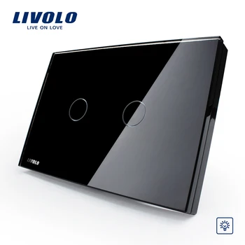 Livolo Dotykový spínač,VL-C302D-82, Krištáľové Sklo Panel, USA/AU štandard, Dimmer Ovládanie Touch Wall Light Switch/Home Automation