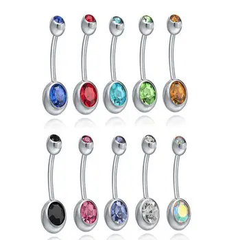 LNRRABC Módne 10pcs Ženy Náhodné Farby Pupok Brucho Tlačidlo Krúžok Crystal Kamienkami Piercing Šperky, Darček