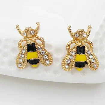 LNRRABC Roztomilý Módne Ženy Lady Horúce Dievča Krásne Zlaté Malé Bee Crystal Hmyzu Stud Náušnice Darček