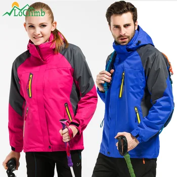 LoClimb Zimné Táborenie Turistické Oblečenie Muži Ženy Nepremokavé Fleece Bundy Lezenie Dážď Coats Vonkajšie Lyžiarskeho Športu Bunda,AM145