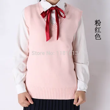 Lolita Kawaii anime Cosplay sveter roztomilý Japonskej školy rovnomerný Vesta V-neck Pletenie sveter bez rukávov XS-XL