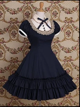 Lolita šaty Letné Žien Čipkou Dekorácie na krátke rukáv šaty