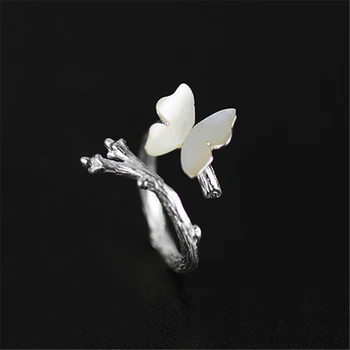 Lotus Zábava Reálne 925 Sterling Silver Prírodné Originálne Handmade Dizajnér Jemné Šperky Roztomilý Motýľ na Oz Ženské Kruhy Bijoux