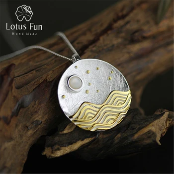 Lotus Zábava Reálne 925 Sterling Silver Prírodné Ručne Jemné Šperky Moonlight Dizajn Prívesok bez Reťazca Acessorios pre Ženy