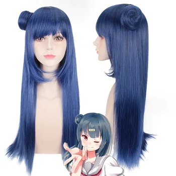 LoveLive!Slniečko!! Tsushima Yoshiko 70cm Dlhé Rovné Cosplay Parochňu pre Anime na Kostým Party Univerzálny Žena Falošné Vlasy, Modré
