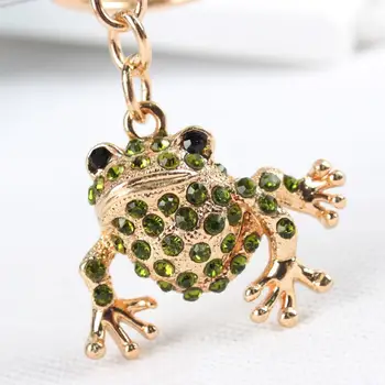 Lovely Frog Roztomilý Zvierat Crystal Kúzlo Kabelka Kabelka Kľúča Vozidla Keyring Keychain Strany Svadobný Darček K Narodeninám