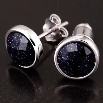 LUBINGSHINE 1 Pár Modrý Čierny Kameň Ženy Muži Stud Náušnice Multi Tvar, Geometrický Náušnice Pre Mužov Silver Earings Šperky E431