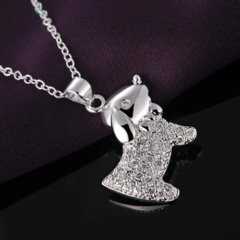 Lureme Sladké Šperky 925 Silver Roztomilý Šteňa s Krištáľovo Náhrdelník Prívesok pre Ženy (nl004294)