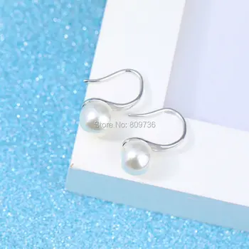 Luxusná Biela Imitácia Perla Strieborné Pozlátené Háčik Náušnice Pre Ženy, Dámy Zapojenie Svadobné Šperky Príslušenstvo Pre Mamu