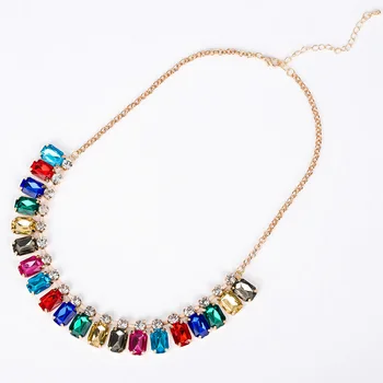 Luxusné 2013 full drahokamu krátky náhrdelník módne luxusné multicolour drahokamu reťazca all-zápas náhrdelník #N050