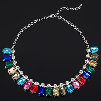 Luxusné 2013 full drahokamu krátky náhrdelník módne luxusné multicolour drahokamu reťazca all-zápas náhrdelník #N050