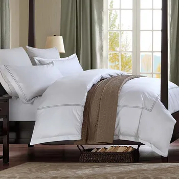 Luxusné Bavlna Vysokej kvality Textílie 5 stars Hotel posteľná bielizeň nastaviť Výšivky solid farba čistá biela List+2Pillowcase+Obliečky Sady