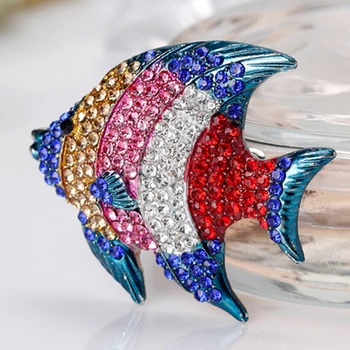 Luxusné Bijoux Multicolor Crystal Cartoon Ryby Corsage Zliatiny Drahokamu Ženy, Svadobné Party Brošňa Kolíky Módne Doplnky XZ300