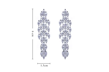 Luxusné crystal visieť náušnice s AAA CZ svadobné dlhé náušnice strany náušnice nový dizajn, šperky GLE4840
